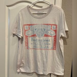 Budweiser Vintage Style Tee with Red and Blue Accents